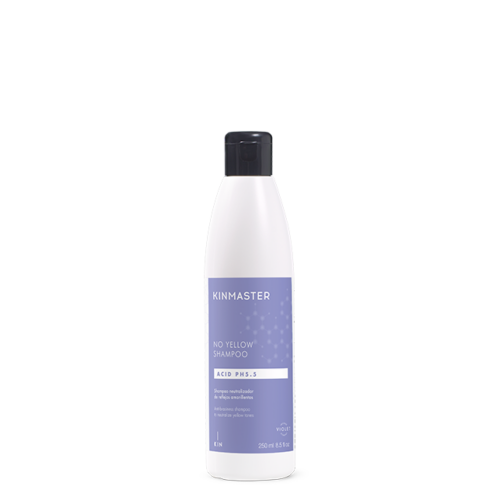 KINMASTER No Yellow Shampoo 250ml επαγγελματικό σαμπουάν εξουδετέρωσης κίτρινων τόνων για ξανθά και γκρίζα μαλλιά